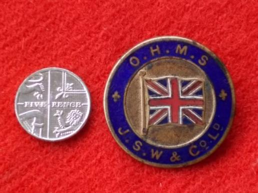 WW1 Lapel Badge - O.H.M.S. - J.S.W.& Co Ltd