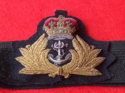 Bullion Cap Badge on Band - Royal Navy Officer