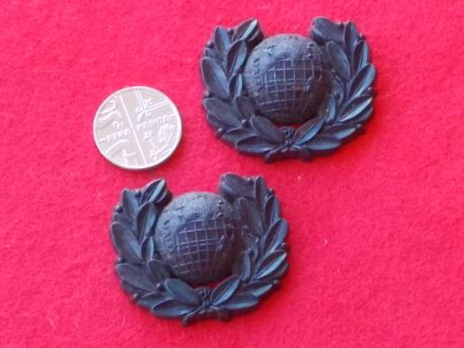 WW11 Pair of Plastic Collar Badges - Royal Marines