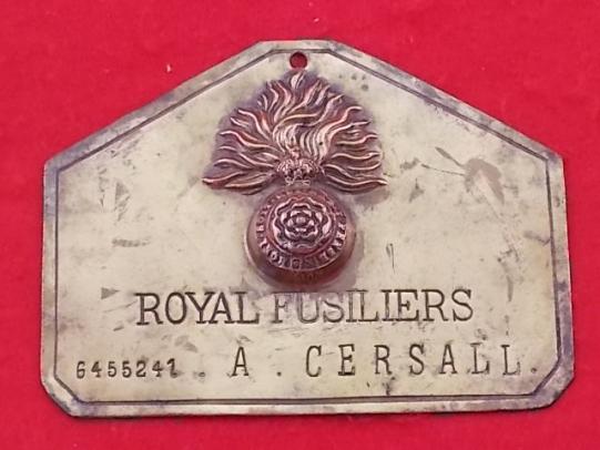 WW11 - Bed Plate - Royal Fusiliers