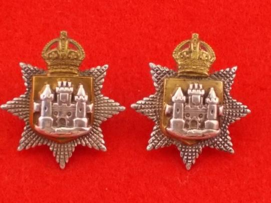 Officers Pair of Silver & Gilt Collar Badges - East Surrey Regiment