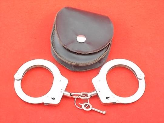 Pair of Hiatts Handcuffs in Leather Case