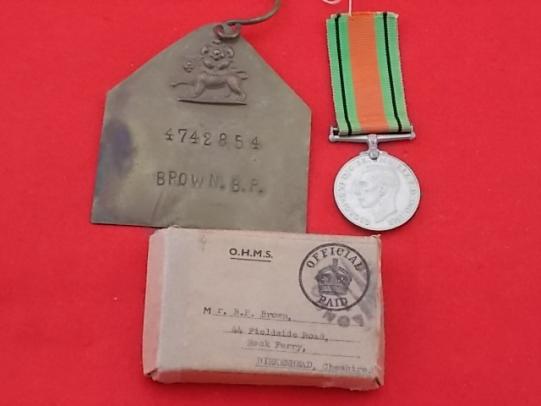 WW11 Bed Plate with boxed Defence Medal