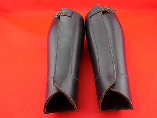 Pair - Black Leather Gaiters