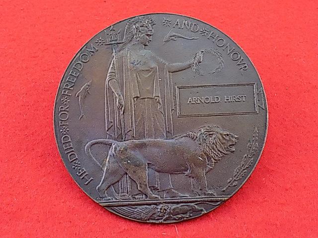 WW1 Bronze Plaque - Arnold Hirst