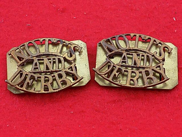 Pair Shoulder Titles - Notts and Derby Regiment