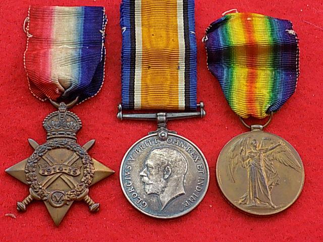WW1 1914-15 Star Trio - ASC - Wounded with Notts & Derby